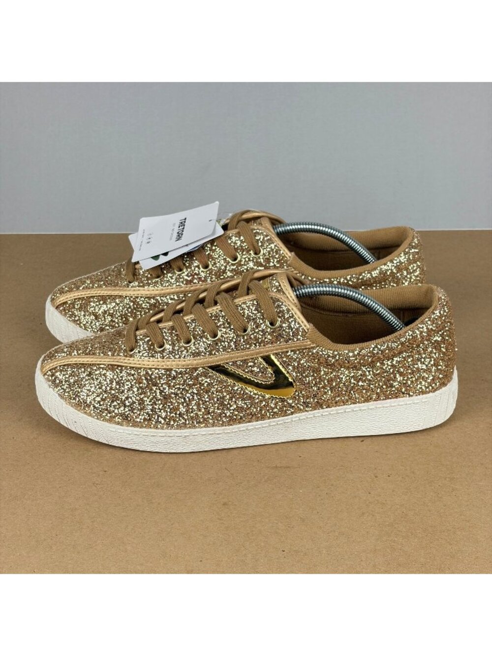 Tretorn Nylite Plus Glitter Casual Sneakers Womens 10 Gold Sparkle Low Top